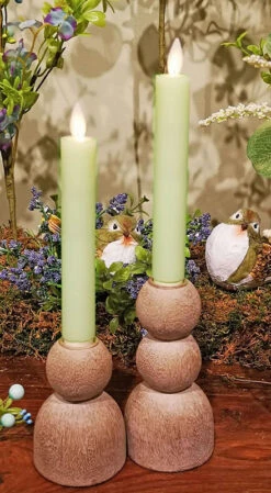 6 Inch Green (2 Pack ) Moving Flame Battery Operated Taper Candle - Remote Included