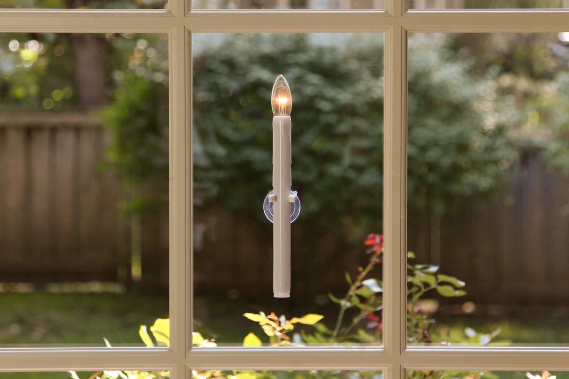 Cordless LED Ivory Window Candle With Suction Cup - Super Bright 9 Inch 3 Cordless LED Ivory Window Candle With Suction Cup - Super Bright 9 Inch