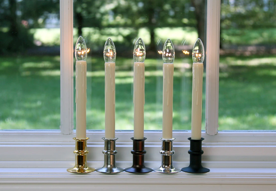 Ultra Bright Adjustable LED Cordless Window Candle Dual Sided Bulb - Timer - Brush Nickel Finish 4 Ultra Bright Adjustable LED Cordless Window Candle Dual Sided Bulb - Timer - Brush Nickel Finish - Image 2