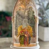 Angel Lighted Water Church Nativity Scene In Swirling Glitter -Battery Operated Candles Shop arched church