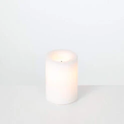Outdoor All Weather WHITE Wax Candle 3 X 4 Inch With 5 Hour DUSK ON Timer