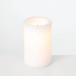Outdoor All Weather WHITE Wax Candle 4 X 6 Inch With 5 Hour DUSK ON Timer