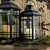 Set Of 3 Rubbed Oil Bronze Candle Lanterns - 14 - 17 - 20 Inch -Battery Operated Candles Shop black lantern set large