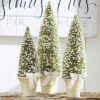 Set Of 3 Potted Bottle Brush Trees With White Berries -Battery Operated Candles Shop bottle brush trees 3