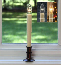 Ultra Bright Adjustable LED Cordless Window Candle Dual Sided Bulb - Timer - Bronze Finish