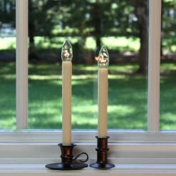 Ultra Bright Adjustable LED Cordless Window Candle Dual Sided Bulb - Timer - Bronze Finish -Battery Operated Candles Shop bronze finish 2 styles cordless candles