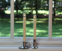 Traditional Ultra Bright LED Cordless Window Candle Dual Sided Bulb - Brushed Nickel Finish - Timer -Battery Operated Candles Shop brushed nickel both styles large