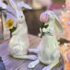 Set Of 2 Assorted Bunny Holding Flowers - 10 Inch - NEW 2023 -Battery Operated Candles Shop bunnies asst 2