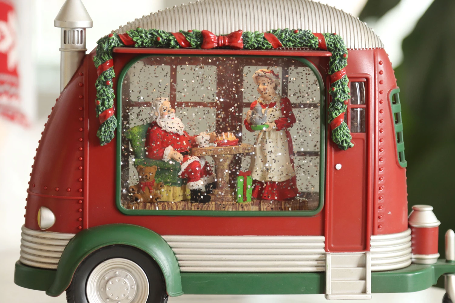 Camper Lighted Water Lantern With Santa And Mrs. Clause In Swirling Glitter 3 Camper Lighted Water Lantern With Santa And Mrs. Clause In Swirling Glitter