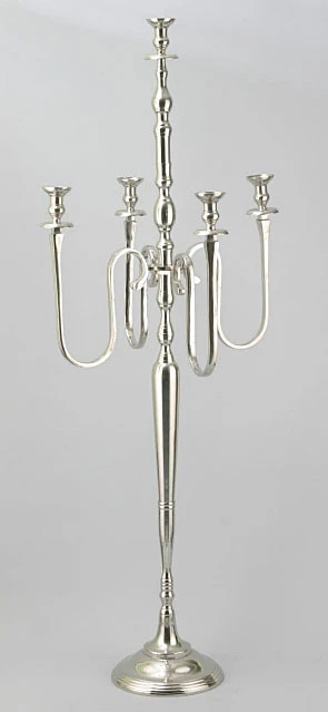 Extra Tall 6 Foot 5 Arm Candelabra - Nickel Plated For Taper Candles 3 Extra Tall 6 Foot 5 Arm Candelabra - Nickel Plated For Taper Candles