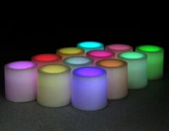 Tall Tea Lights - With Recessed Color Changing LED - Super Bright Set Of 12 -Battery Operated Candles Shop cc tall recesed tealight