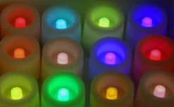 Tall Tea Lights - With Recessed Color Changing LED - Super Bright Set Of 12 -Battery Operated Candles Shop cc tealights round