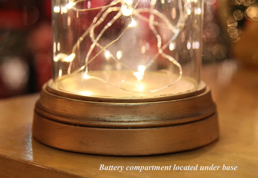 Glass Display Dome Cloche With 20 Suspended LED Fairy Lights 6.5 High 4 Glass Display Dome Cloche With 20 Suspended LED Fairy Lights 6.5 High - Image 2