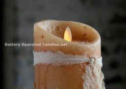 Moving Flame Primitive Oatmeal Candle Battery Operated 3.5 X 5 - Timer - Remote Ready -Battery Operated Candles Shop detail boc oatmeal luminara
