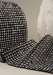 Black Rhinestone Mesh Bling 30 Feet 4.5 Inch Wide