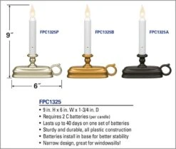 Dual Color Window Candle Amber / Warm White - Pewter -Battery Operated Candles Shop dimensions window candle 2