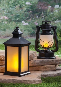 9.5 Inch FireGlow LED Hurricane Lantern - Matte Black 7 9.5 Inch FireGlow LED Hurricane Lantern - Matte Black -Battery Operated Candles Shop fireglow lanterns variety of styles 1
