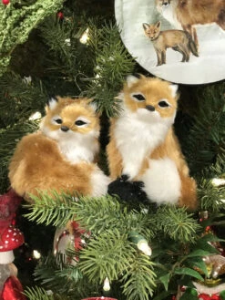 Red Fox Ornaments Set Of 3 Assorted - 4 Inch -Battery Operated Candles Shop fox
