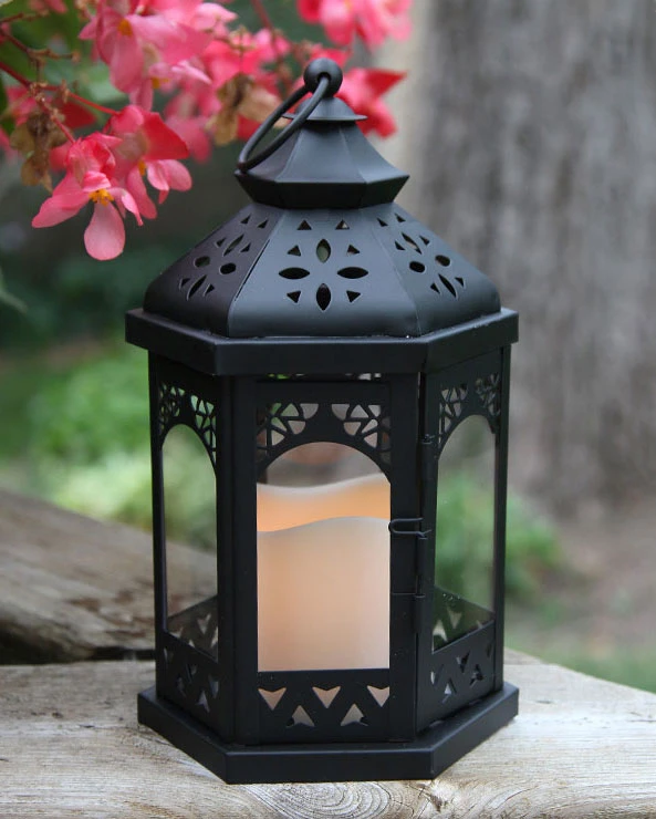 Outdoor Candle Lantern 12 Inch With Timer - Gazebo Style 4 Outdoor Candle Lantern 12 Inch With Timer - Gazebo Style - Image 2