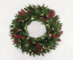 Outdoor Safe Christmas Wreath - Battery Operated Timer - Color Select Warm White Or Multi Color -Battery Operated Candles Shop ghh new wreath