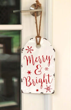 Gift Tag Ornament - 12 Inch Assorted 2 -Battery Operated Candles Shop gift tag on door