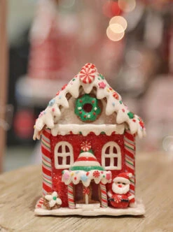 Battery Operated Lighted Clay Dough Gingerbread Houses Set Of 4 Assorted -Battery Operated Candles Shop gingerbread main 3