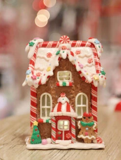 Battery Operated Lighted Clay Dough Gingerbread Houses Set Of 4 Assorted -Battery Operated Candles Shop gingerbread main 4