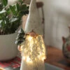 Lighted Resin Holiday Gnome Figurine - 15.7 Inch NEW 2023 -Battery Operated Candles Shop gnome with lit beard