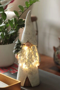 Lighted Resin Holiday Gnome Figurine - 15.7 Inch NEW 2023