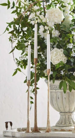 Iron Taper Candlestick Holders - Set Of 3 Gold From RAZ - NEW 2022 -Battery Operated Candles Shop gold taper holder glam 3