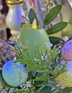 4 Inch Lighted Wax Egg Candles Set Of 4 Assorted Spring Colors With Timer - NEW 2023 -Battery Operated Candles Shop green egg candle