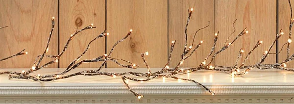 6 Foot Electric Lighted Iced Willow Garland - 48 Lights 4 6 Foot Electric Lighted Iced Willow Garland - 48 Lights - Image 2