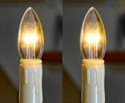 Set Of 2 Dual-Glow Replacement Bulbs For Cordless Window Candles - Ivory Taper