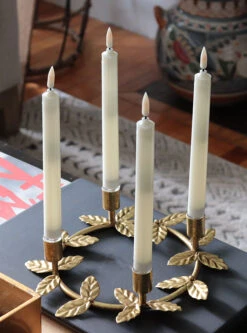 4 Pack Battery Operated Ivory Taper Candles - 9 Inch Warm White Flame Timer