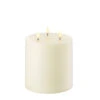 Uyuni Ivory Triflame Pillar Candle - Remote Ready -Battery Operated Candles Shop ivory triflame new