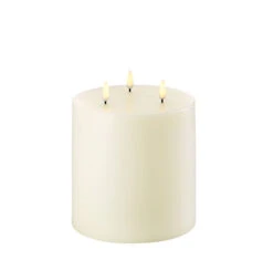 Uyuni Ivory Triflame Pillar Candle - Remote Ready