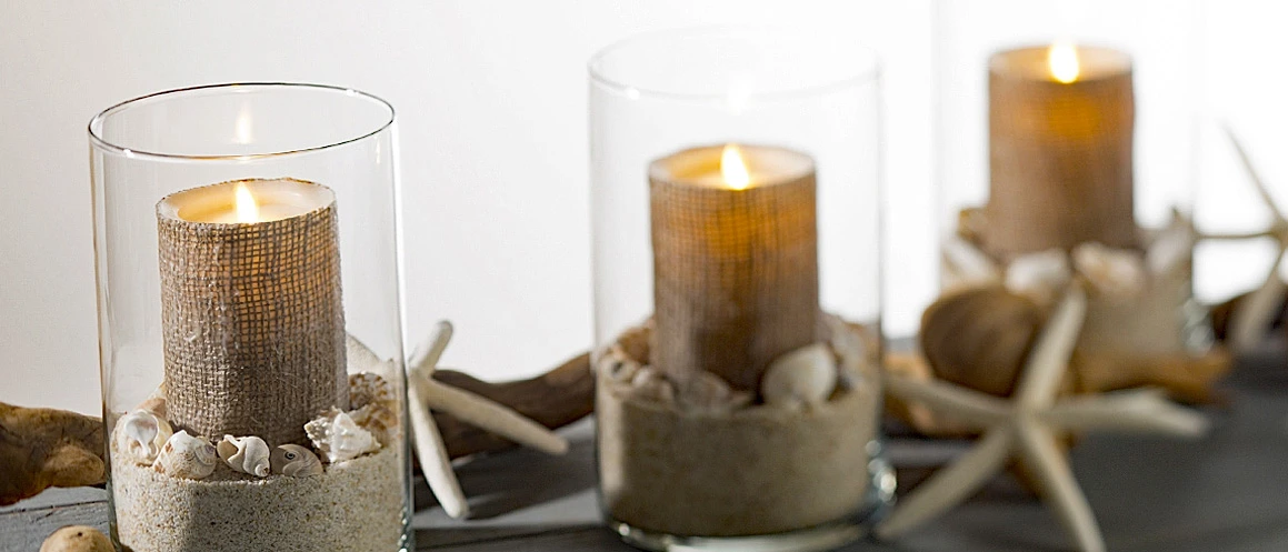 Moving Flame Burlap Wrapped Flameless Candle 3.5 X 7 Timer - Remote Ready 4 Moving Flame Burlap Wrapped Flameless Candle 3.5 X 7 Timer - Remote Ready - Image 2