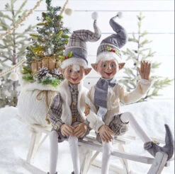 21 Inch Lighted Cozy Knit Sweater Gift Bag With Tree - Battery Operated -Battery Operated Candles Shop lighted tree with elfs