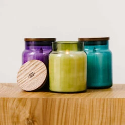 LIGHTLi Moving Flame Blue Glass Jar Candle - 4 X 5.5 Inch Remote Ready -Battery Operated Candles Shop lightli glass jar candles 4 colors