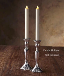 Set Of 2 - Luminara 8 Inch Ivory Taper Candle - Timer And Remote Ready