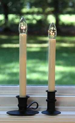 Traditional Flamelss Window Candle Bright Dual Sided Bulb - Matte Black Finish - Timer -Battery Operated Candles Shop matt black finish two styles 1
