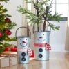 Set Of 2 Nesting Galvanized Snowmen Buckets With Handles 16 -18 Inch -Battery Operated Candles Shop mel snowmen buckets
