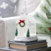 LED Lighted Church Water Lantern With Evergreens And Wreath - 10.5 Inch
