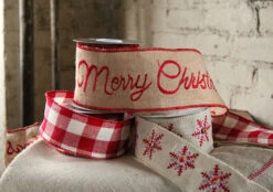 Ivory Snowflake Button Ribbon - High Quality Jute 2.5 Inch X 5 Yards 11 Ivory Snowflake Button Ribbon - High Quality Jute 2.5 Inch X 5 Yards -Battery Operated Candles Shop mix and match ribbon