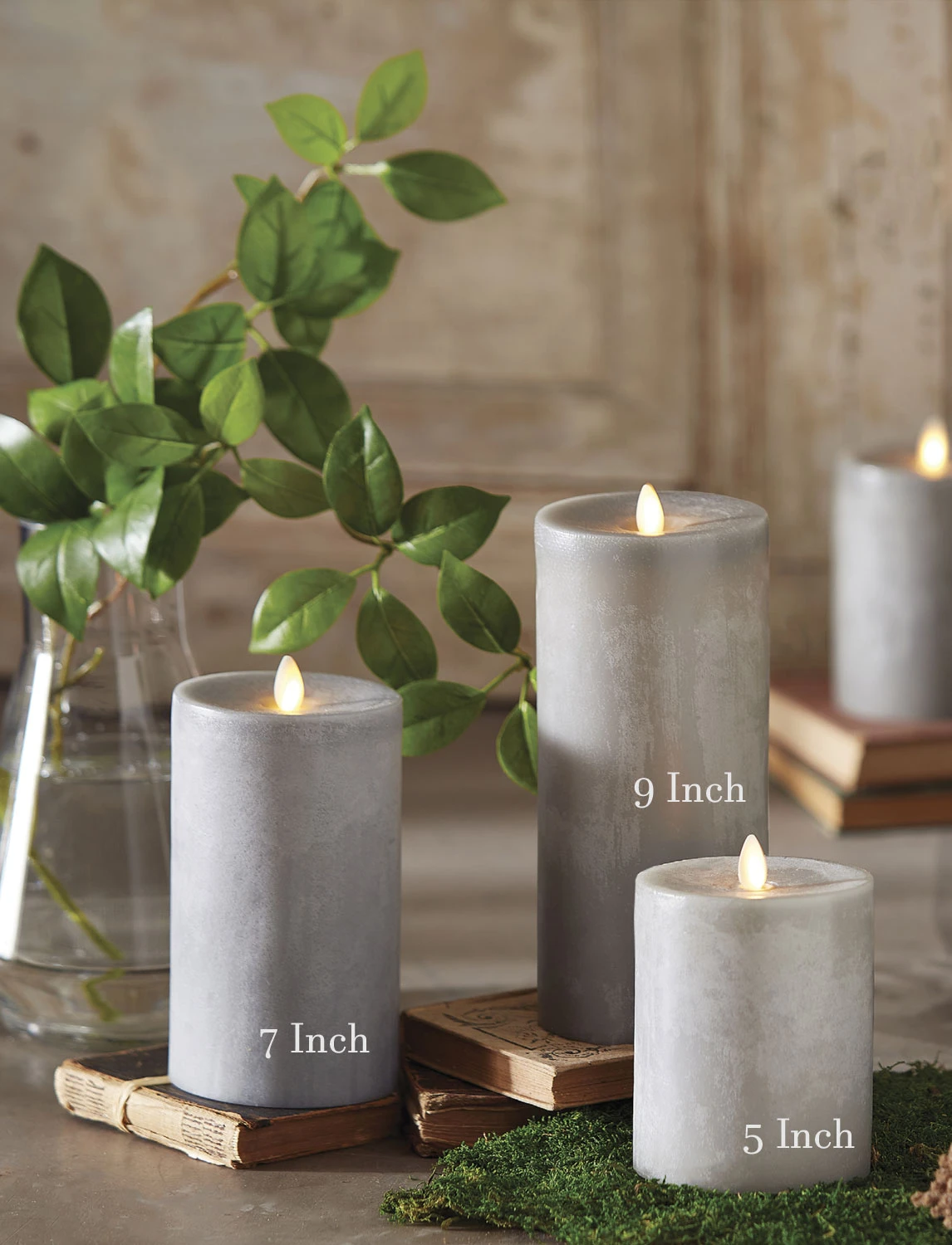 Moving Flame Candle 7 Inch Grey Flat Top Chalk Finish Timer - Remote Ready 4 Moving Flame Candle 7 Inch Grey Flat Top Chalk Finish Timer - Remote Ready - Image 2