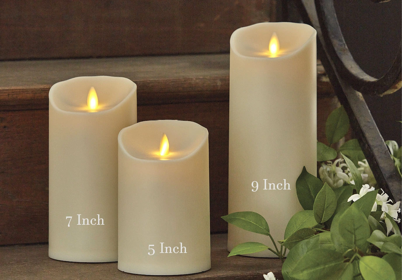 Outdoor Moving Flame Ivory Resin Battery Operated Candle 9 Inch - Timer 4 Outdoor Moving Flame Ivory Resin Battery Operated Candle 9 Inch - Timer - Image 2