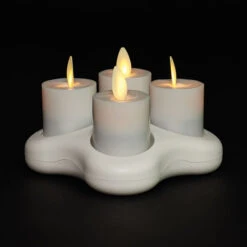 Moving Flame Rechargeable Votives Set Of 4 Remote Ready - Base Included -Battery Operated Candles Shop moving flame rechargeable v