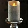Moving Flame Silver Glitter Candle Battery Operated 3.5 X 5 Timer - Remote Ready -Battery Operated Candles Shop moving flame silver glitter full image