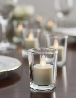 Moving Flame Rechargeable Votives Set Of 4 Remote Ready - Base Included -Battery Operated Candles Shop moving flame tealights on t