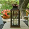 Battery Operated Mission Style 3 Candle Lantern - Antique Bronze 12 Inch -Battery Operated Candles Shop new mission lantern image b